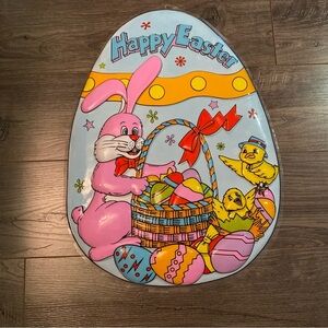 Vintage Easter decor Wall hanging 3D large Bunny rabbit chicks Easter egg